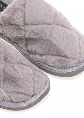 Παντόφλες γκρι σουέτ με σχέδιο φύλλο και φράση climb ΓΚΡΙ