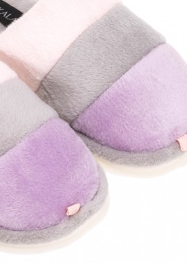 Παντόφλες ροζ σουέτ με πολύχρωμες ρίγες ΡΟΖ