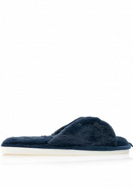 Παντόφλες μπλε γούνινες με σχέδιο φιόγκο ΜΠΛΕ