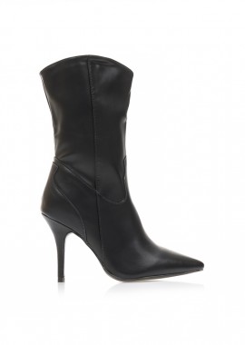Tsoukalas - Μποτάκια μαύρα δερματίνη cowboy ΜΑΥΡΟ