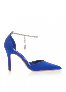 Γόβες μπλε υφασμάτινες με ρυθμιζόμενο λουράκι απο στρας ΜΠΛΕ