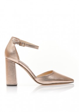 Γόβες μπρονζέ δερματίνη με λουράκι ΜΠΡΟΝΖΕ