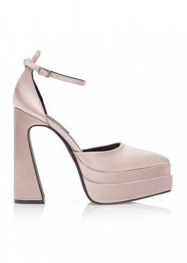 Γόβες μπρονζέ σατέν δίπατες μυτερές ΜΠΡΟΝΖΕ