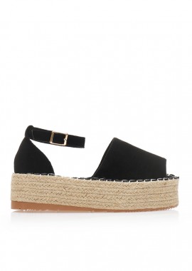 Εσπαντρίγιες flatforms μαύρες σουέτ ΜΑΥΡΟ
