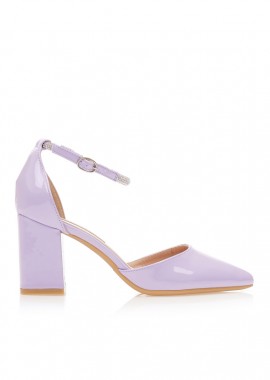 Γόβες λιλά λουστρίνι με λουράκι από στρας ΛΙΛΑ