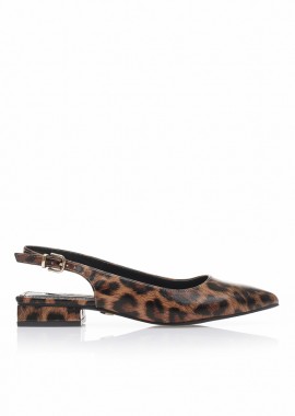 Γόβες mules animal print δερματίνη μυτερές ΛΕΟΠΑΡ