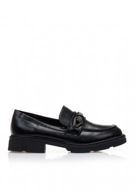 Oxfords μαύρα δερματίνη με λουράκι από στρας ΜΑΥΡΟ