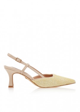 Γόβες TSOUKALAS μπεζ δερματίνη με σχέδιο ψάθα ΜΠΕΖ