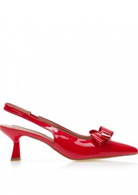 Γόβες mules κόκκινες λουστρίνι με φιόγκο ΚΟΚΚΙΝΟ