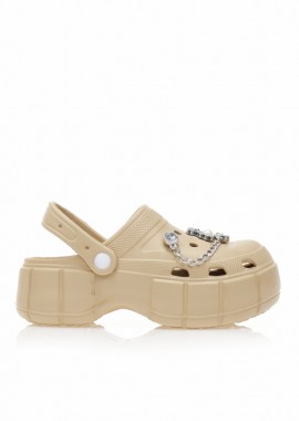 Παντόφλες σαμπό πούρο λάστιχο με διακοσμητικά και στρας ΠΟΥΡΟ