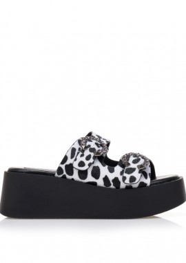 Flatforms animal print σουέτ με στρας ΛΕΥΚΟ