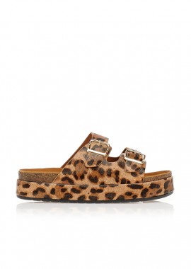 Tsoukalas - Flatforms TSOUKALAS animal print σουέτ ΛΕΟΠΑΡ