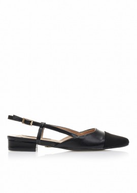 Γόβες μαύρες δερματίνη με σουέτ μαύρο τελείωμα ΜΑΥΡΟ