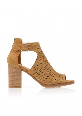 Μποτάκια peep toe με διάτρητο σχέδιο ΚΑΜΕΛ