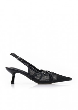 Γόβες slingback με δίχτυ ΜΑΥΡΟ