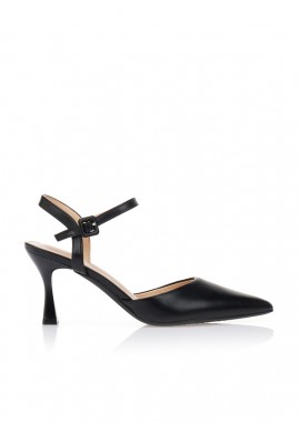 Tsoukalas - Γόβες slingback δερματίνη ΜΑΥΡΟ