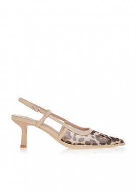 Γόβες animal print με δίχτυ μυτερές ΛΕΟΠΑΡ