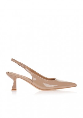 Γόβες slingback σε λουστρίνι ΠΟΥΡΟ