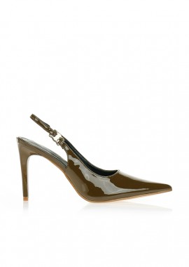 Tsoukalas - Γόβες λαδί μυτερές slingback ΛΑΔΙ