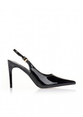 Γόβες μαύρες μυτερές slingback ΜΑΥΡΟ