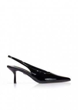 Γόβες TSOUKALAS μαύρες slingback με λάστιχο ΜΑΥΡΟ