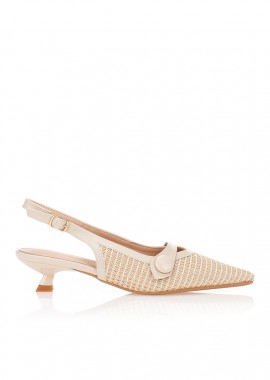 Γόβες δίχρωμες slingback με πλεκτό σχέδιο ΜΠΕΖ