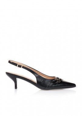 Γόβες μαύρες με λουράκια και αγκράφα ΜΑΥΡΟ