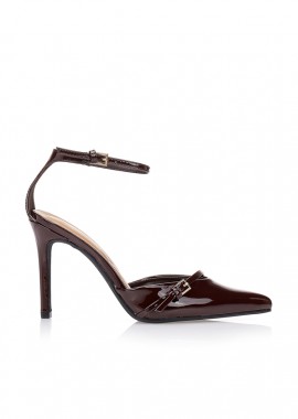 Tsoukalas - Γόβες καφέ slingback με μπαρέτα ΚΑΦΕ