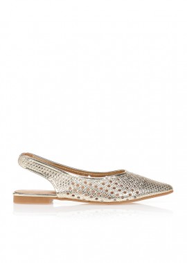 Γόβες ψάθινες με πλεκτο σχέδιο ΧΡΥΣΟ