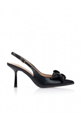 Γόβες slingback με φιόγκο ΜΑΥΡΟ