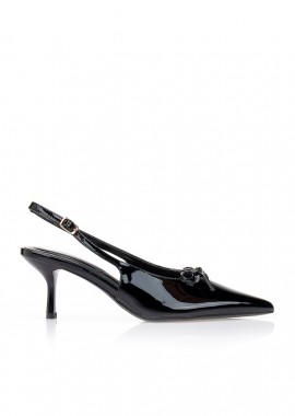 Γόβες λουστρίνι slingback μυτερές ΜΑΥΡΟ