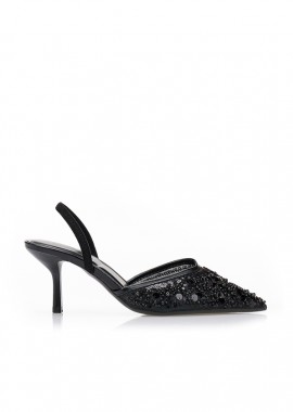 Γόβες με διακοσμητικές χάντρες ΜΑΥΡΟ