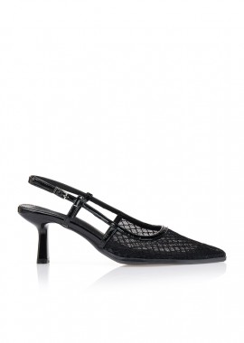 Γόβες slingback με μαύρη διαφάνεια ΜΑΥΡΟ