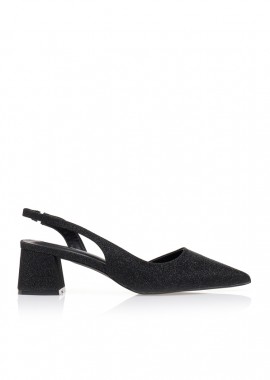 Γόβες λούρεξ slingback ΜΑΥΡΟ