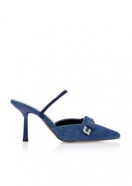 Πέδιλα slingback jean με φιόγκο και αγράφα ΤΖΙΝ