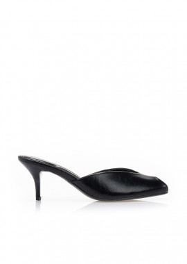 Mules δερματίνη peep-toe ΜΑΥΡΟ