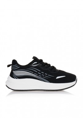 Tsoukalas - Sneakers μαύρα με γκρι και λευκές λεπτομέρειες ΜΑΥΡΟ