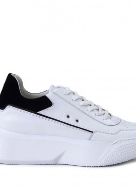 Ανδρικά Δερμάτινα Sneakers Makris X38 Λευκό Hard Black