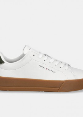 Tommy Hilfiger - Ανδρικά Δερμάτινα Sneakers Tommy Hilfiger FM0FM05367-01V Λευκό-Πράσινο