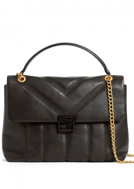 Steve Madden - Γυναικεία Δερμάτινη Τσάντα Ώμου Steve Madden Anileah 281813-BLACK Μαύρη