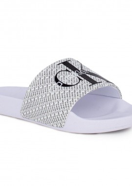 Γυναικείες Παντόφλες Calvin Klein Slide YW0YW01407 01W Λευκό Μαύρο