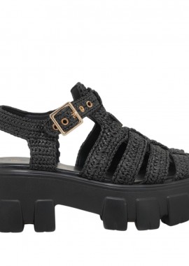 Γυναικεία Flatforms Renato Garini RG!XB9609-2 Μαύρο Κροσέ W403R60937A5