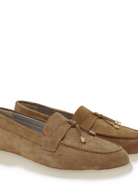 Lara Conte Madrid - Γυναικεία Δερμάτινα Loafers Lara Conte Madrid 600 Καμηλό Καστόρι W145Y6001416