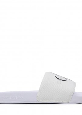 Calvin Klein - Γυναικείες Παντόφλες Pool Slide Calvin Klein Monogram YW0YW00103 YBR Λευκές