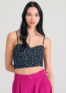 FUNKY BUDDHA - Εμπριμέ cropped τοπ από τεχνητό μετάξι