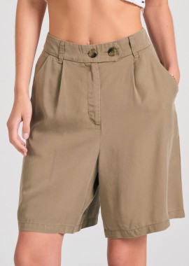 FUNKY BUDDHA - Lyocell garment dyed σορτς με πιέτες