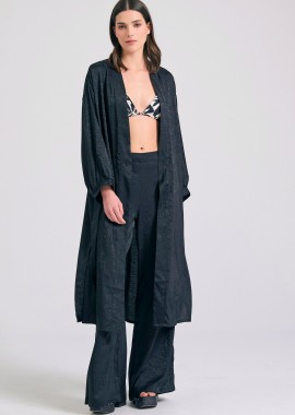 FUNKY BUDDHA - Γυναικείο oversized kimono σε ζακάρ ύφανση