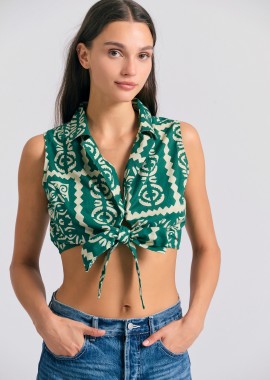 FUNKY BUDDHA - Cropped τοπ με all over τύπωμα σε ethnic look
