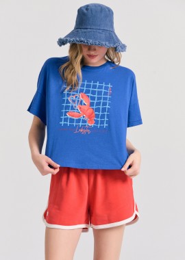FUNKY BUDDHA - Γυναικείο loose fit t-shirt με frame τύπωμα