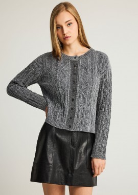 FUNKY BUDDHA - Cable-knit chenille ζακέτα